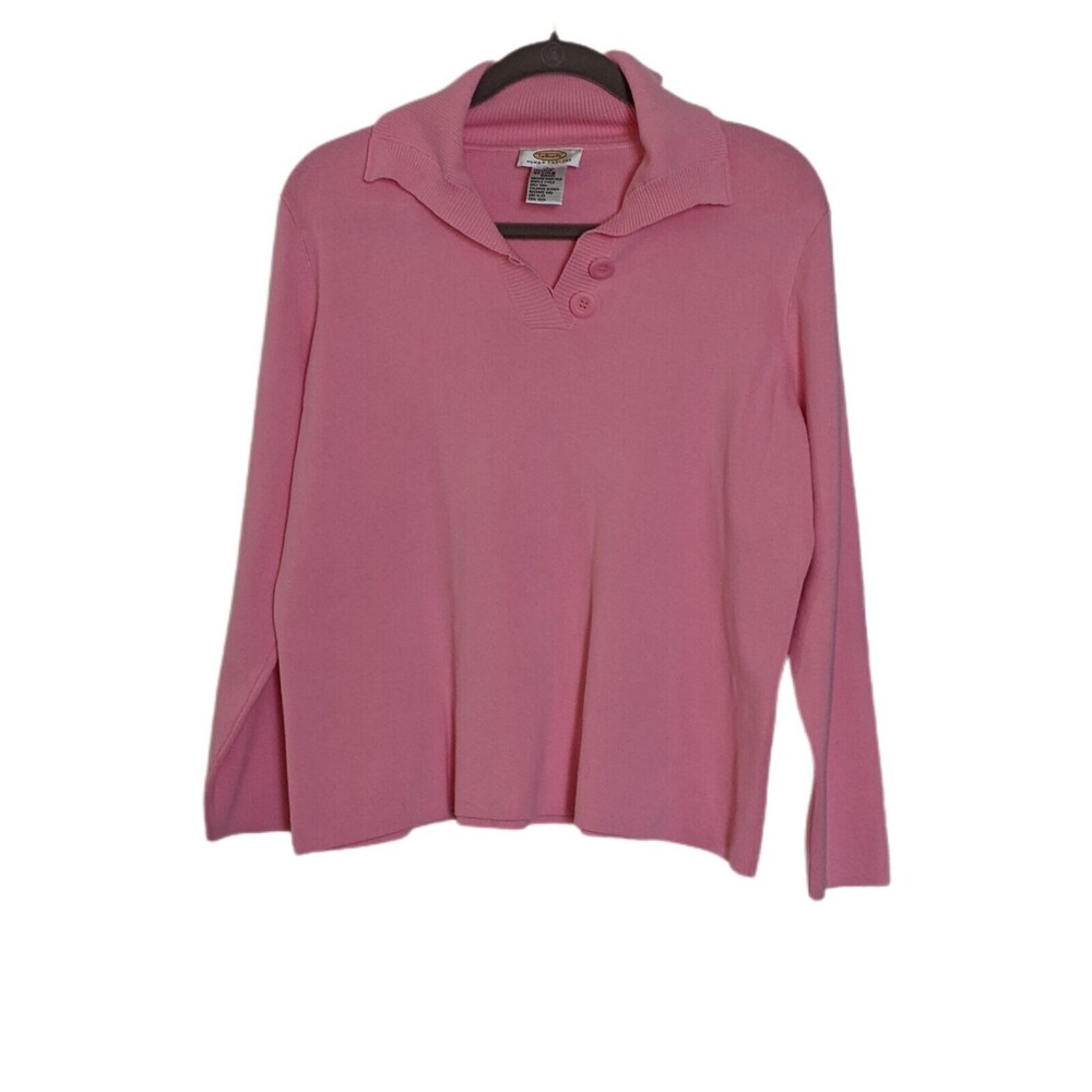 Talbots Pink Long Sleeve Cotton Blend Pullover Polo Sweater Women's Spring read